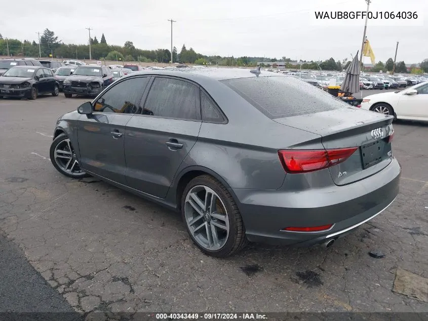 2018 Audi A3 2.0T Premium/2.0T Tech Premium VIN: WAUB8GFF0J1064036 Lot: 40343449