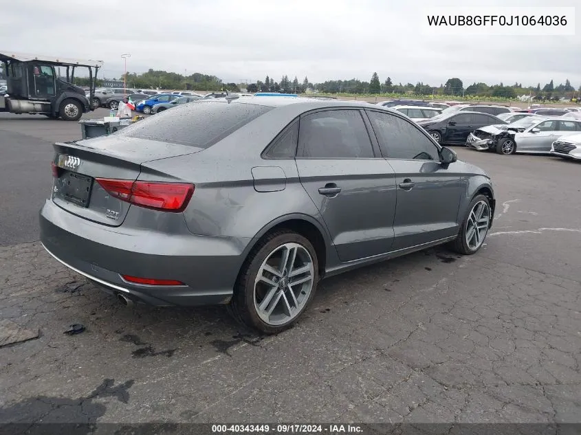 2018 Audi A3 2.0T Premium/2.0T Tech Premium VIN: WAUB8GFF0J1064036 Lot: 40343449