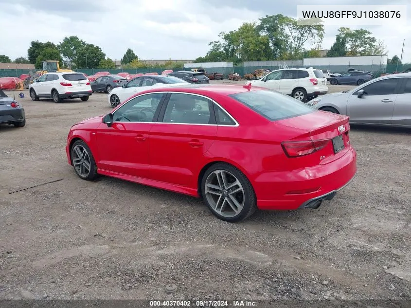 2018 Audi A3 2.0T Premium/2.0T Tech Premium VIN: WAUJ8GFF9J1038076 Lot: 40370402