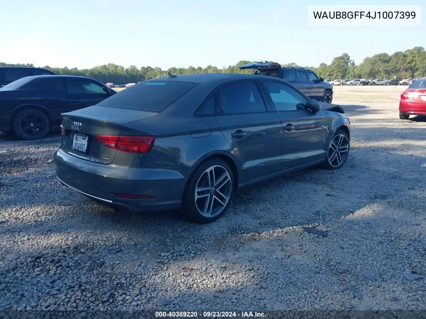 2018 Audi A3 Premium VIN: WAUB8GFF4J1007399 Lot: 40389220