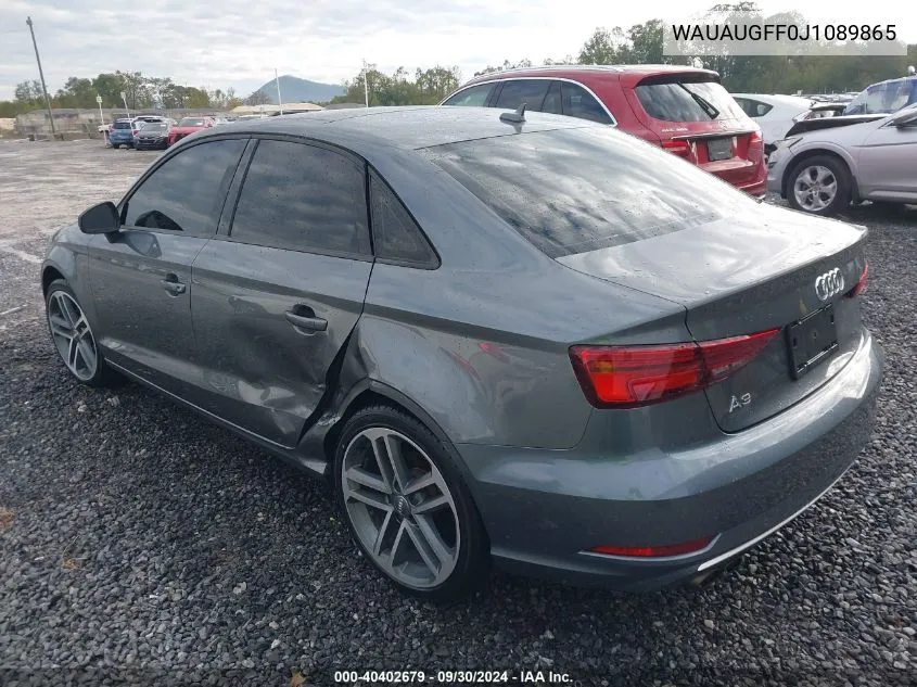 2018 Audi A3 Premium VIN: WAUAUGFF0J1089865 Lot: 40402679