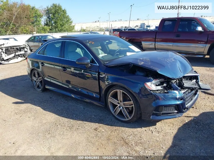 2018 Audi A3 2.0T Premium/2.0T Tech Premium VIN: WAUJ8GFF8J1022399 Lot: 40482693