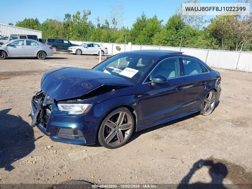 2018 Audi A3 2.0T Premium/2.0T Tech Premium VIN: WAUJ8GFF8J1022399 Lot: 40482693