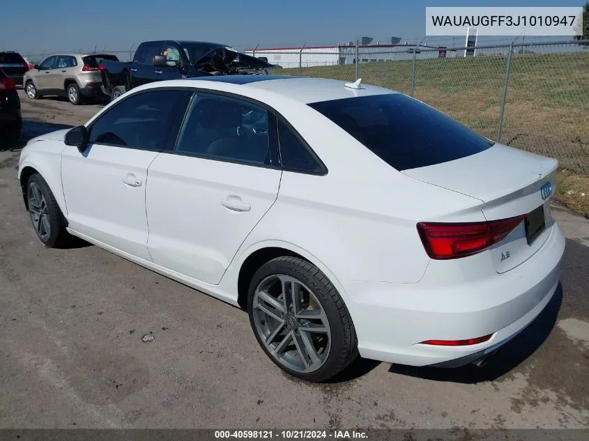 2018 Audi A3 2.0T Premium/2.0T Tech Premium VIN: WAUAUGFF3J1010947 Lot: 40598121