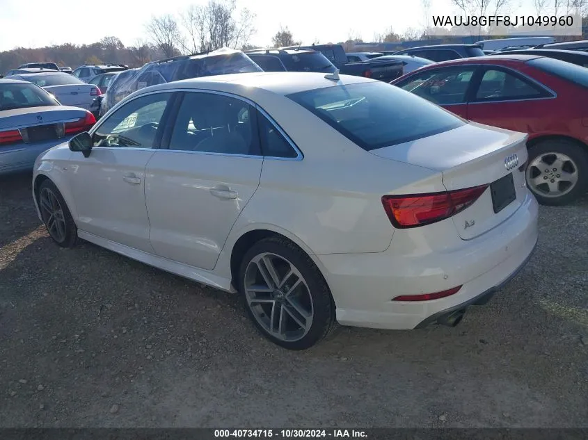 2018 Audi A3 2.0T Premium VIN: WAUJ8GFF8J1049960 Lot: 40734715