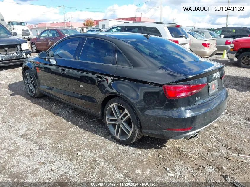 2018 Audi A3 2.0T Premium/2.0T Tech Premium VIN: WAUAUGFF2J1043132 Lot: 40775477