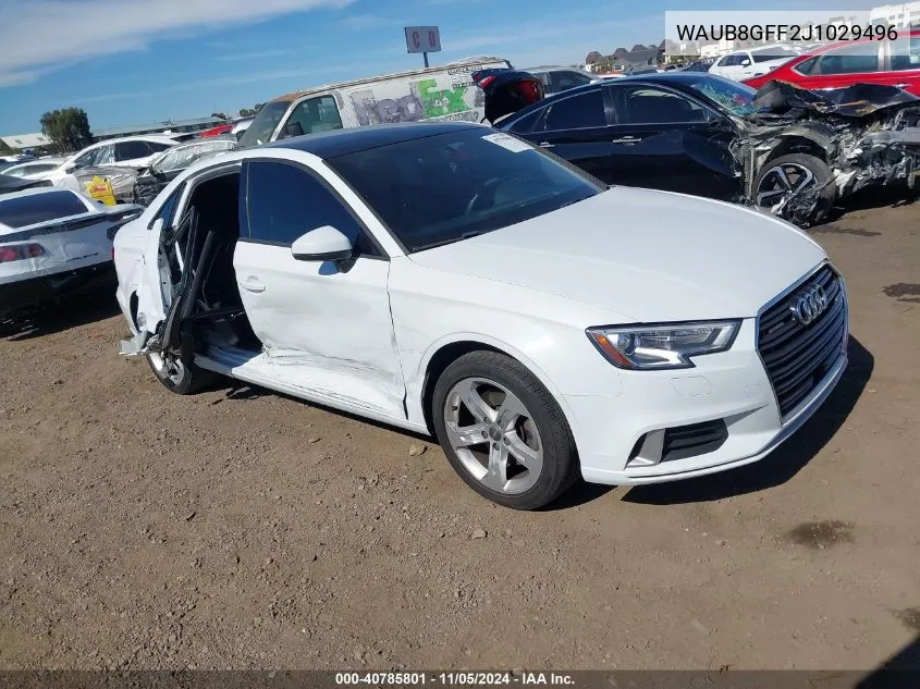 2018 Audi A3 2.0T Premium/2.0T Tech Premium VIN: WAUB8GFF2J1029496 Lot: 40785801