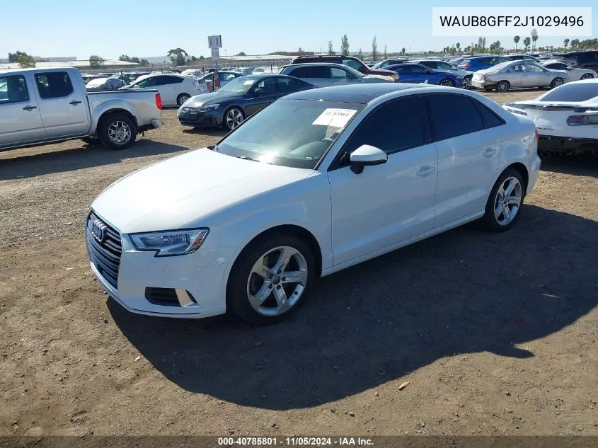 2018 Audi A3 2.0T Premium/2.0T Tech Premium VIN: WAUB8GFF2J1029496 Lot: 40785801