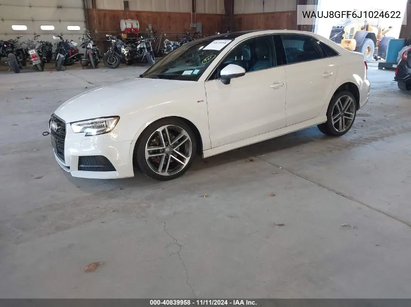 2018 Audi A3 2.0T Premium/2.0T Tech Premium VIN: WAUJ8GFF6J1024622 Lot: 40839958