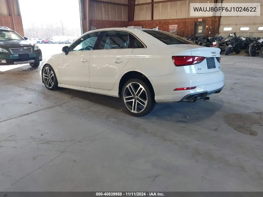 2018 Audi A3 2.0T Premium/2.0T Tech Premium VIN: WAUJ8GFF6J1024622 Lot: 40839958