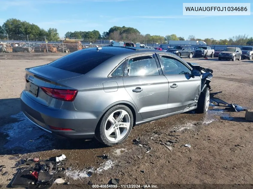 2018 Audi A3 2.0T Premium/2.0T Tech Premium VIN: WAUAUGFF0J1034686 Lot: 40854895