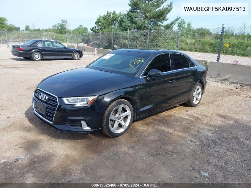 2019 Audi A3 45 Premium VIN: WAUBEGFF5KA097513 Lot: 39825408