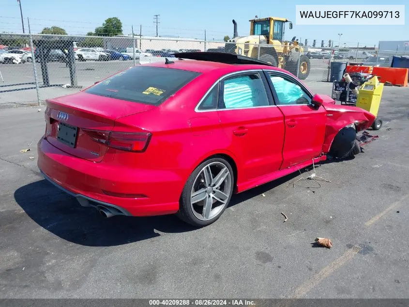 2019 Audi A3 45 Premium VIN: WAUJEGFF7KA099713 Lot: 40209288