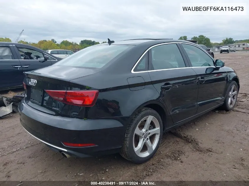 2019 Audi A3 45 Premium VIN: WAUBEGFF6KA116473 Lot: 40238491