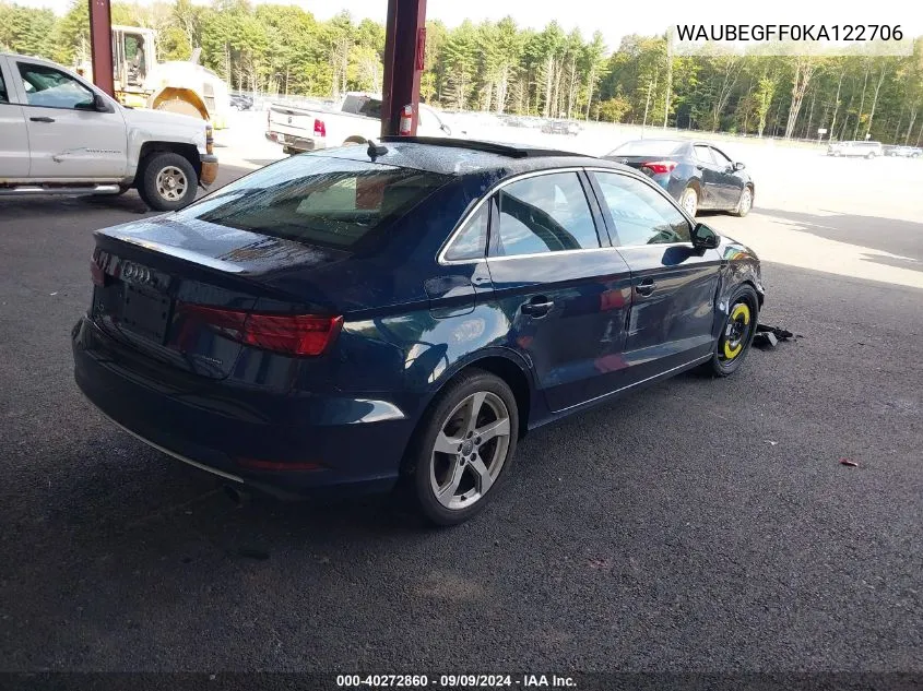 2019 Audi A3 45 Premium VIN: WAUBEGFF0KA122706 Lot: 40272860