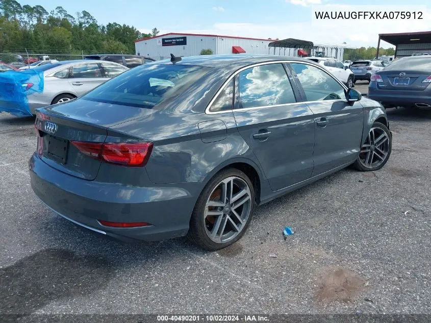 WAUAUGFFXKA075912 2019 Audi A3 40 Premium/40 Titanium Premium