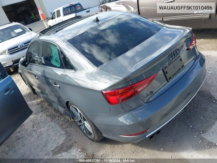 2019 Audi A3 40 Premium/40 Titanium Premium VIN: WAUAUGFF5K1010496 Lot: 40837291