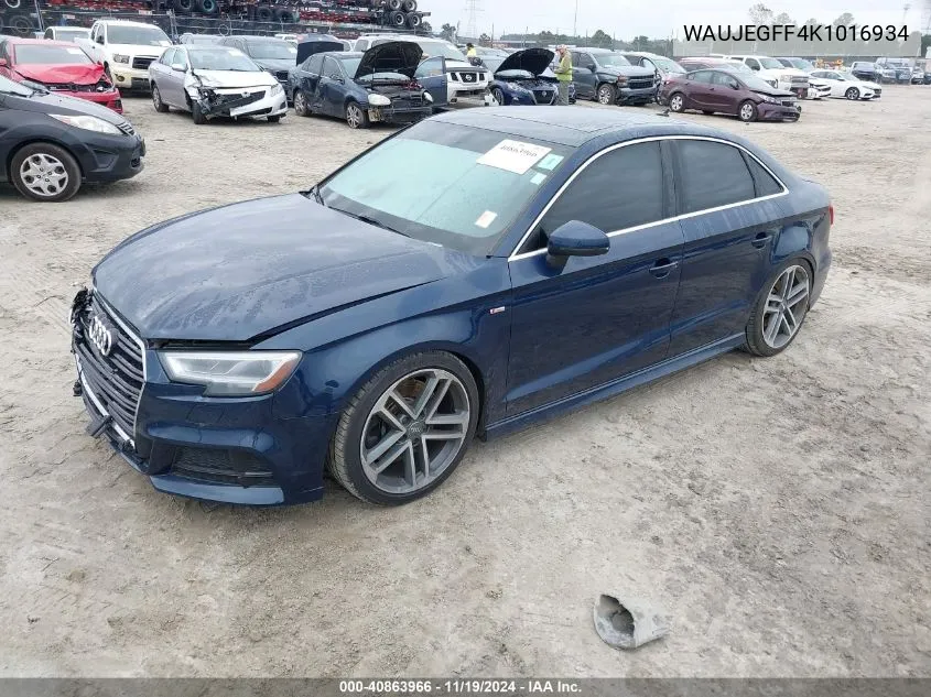 2019 Audi A3 45 Premium VIN: WAUJEGFF4K1016934 Lot: 40863966