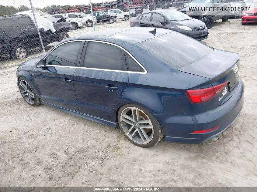 2019 Audi A3 45 Premium VIN: WAUJEGFF4K1016934 Lot: 40863966