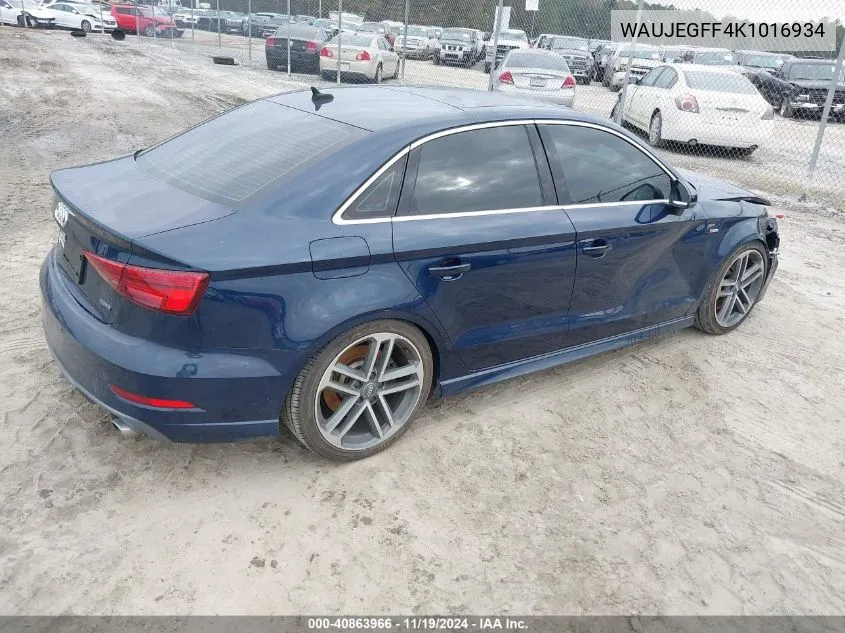 2019 Audi A3 45 Premium VIN: WAUJEGFF4K1016934 Lot: 40863966