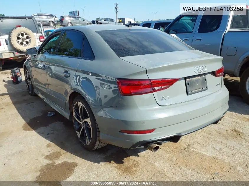 2020 Audi A3 Premium Plus 45 Tfsi S Line Quattro S Tronic VIN: WAUJEGFF7LA103258 Lot: 39655855