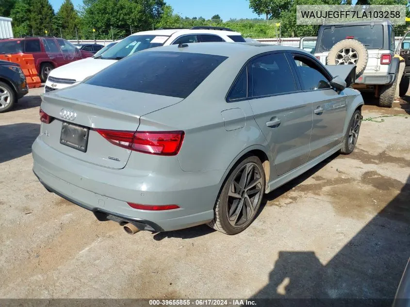 2020 Audi A3 Premium Plus 45 Tfsi S Line Quattro S Tronic VIN: WAUJEGFF7LA103258 Lot: 39655855