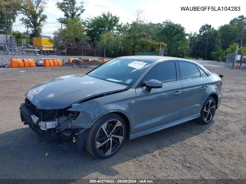 2020 Audi A3 Premium 45 Tfsi S Line Quattro S Tronic VIN: WAUBEGFF5LA104283 Lot: 40274833