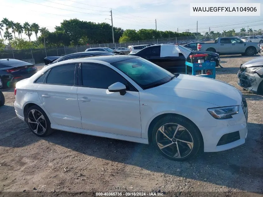 2020 Audi A3 S-Line Premium Plus VIN: WAUJEGFFXLA104906 Lot: 40365735