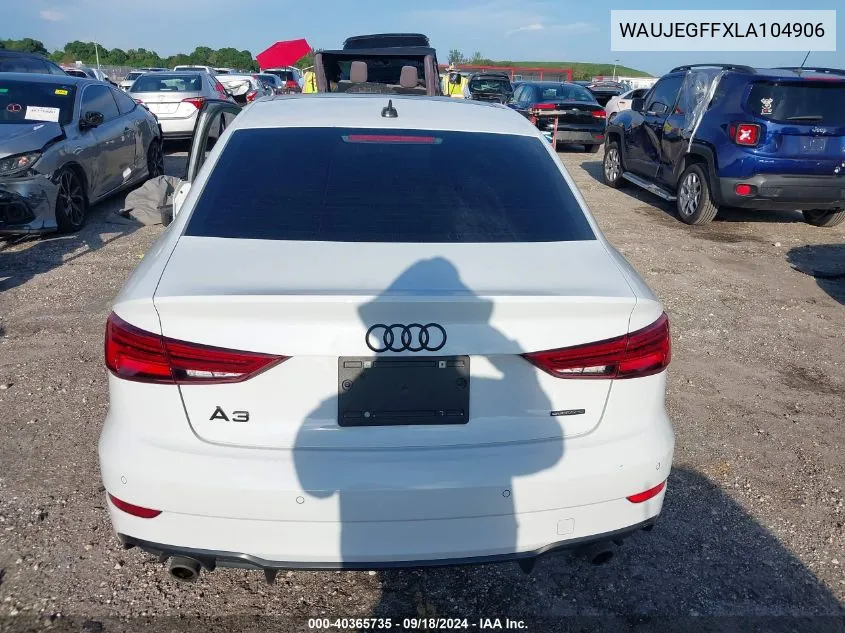 2020 Audi A3 S-Line Premium Plus VIN: WAUJEGFFXLA104906 Lot: 40365735