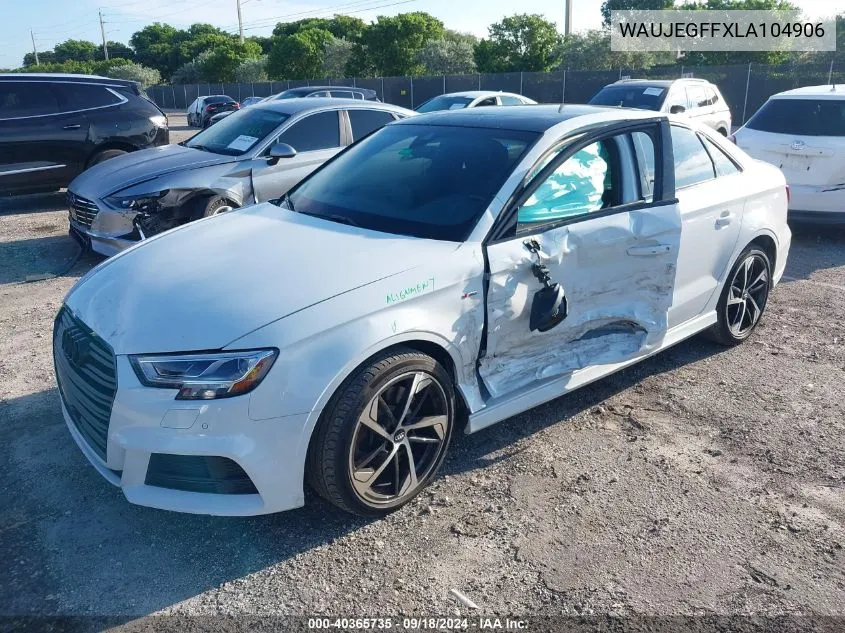 2020 Audi A3 S-Line Premium Plus VIN: WAUJEGFFXLA104906 Lot: 40365735