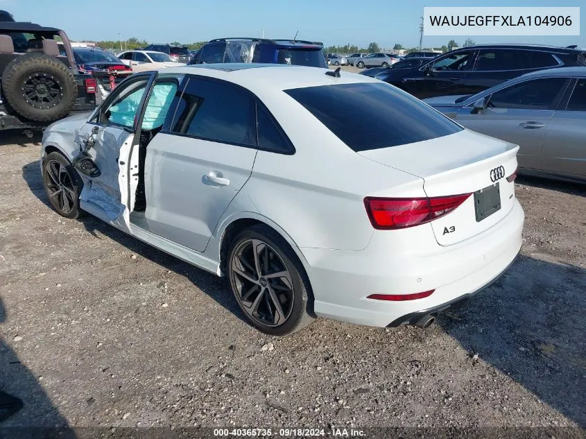 2020 Audi A3 S-Line Premium Plus VIN: WAUJEGFFXLA104906 Lot: 40365735