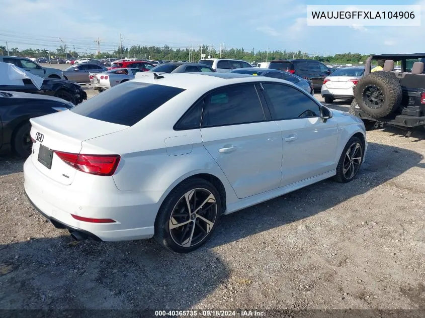 2020 Audi A3 S-Line Premium Plus VIN: WAUJEGFFXLA104906 Lot: 40365735