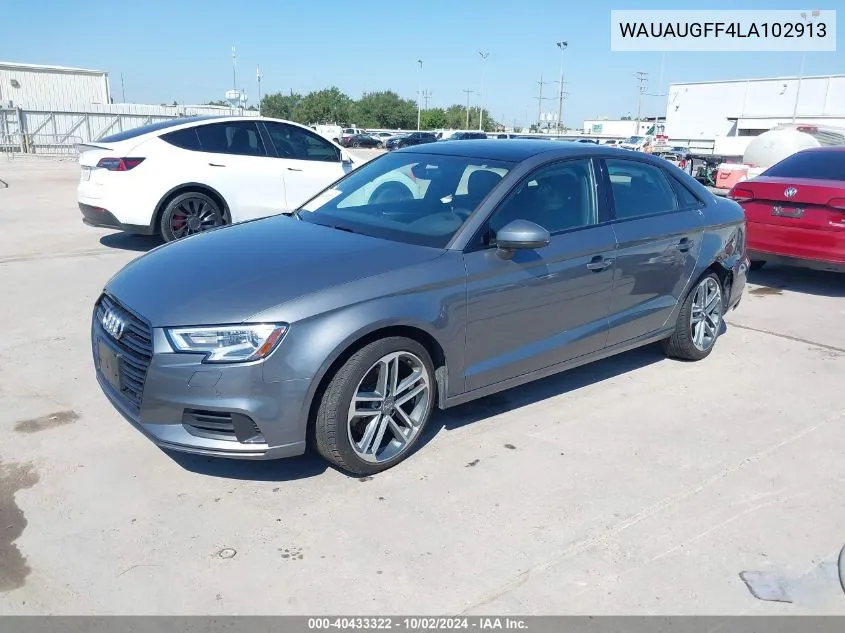 2020 Audi A3 Premium 40 Tfsi Front-Wheel Drive S Tronic VIN: WAUAUGFF4LA102913 Lot: 40433322