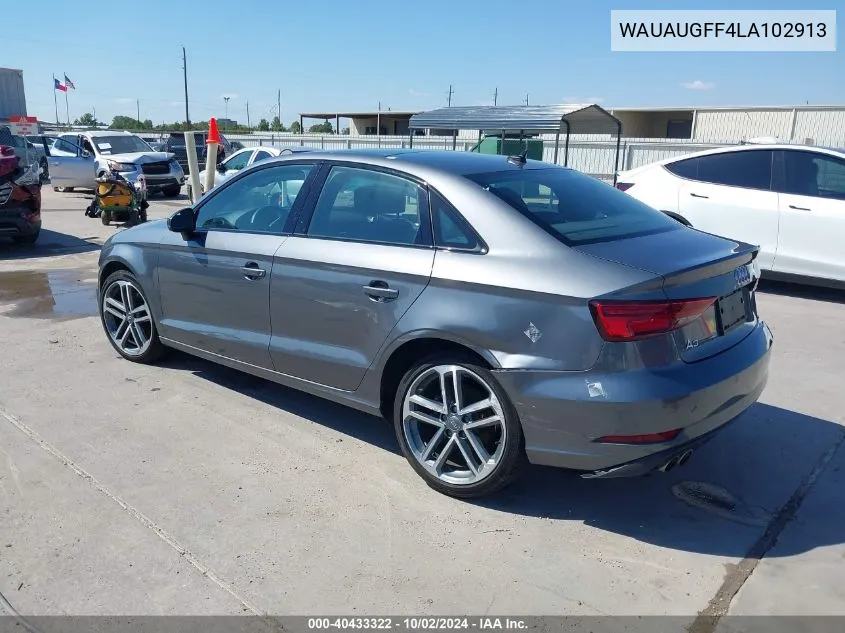 2020 Audi A3 Premium 40 Tfsi Front-Wheel Drive S Tronic VIN: WAUAUGFF4LA102913 Lot: 40433322