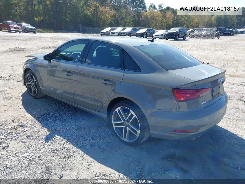 2020 Audi A3 Premium 40 Tfsi Front-Wheel Drive S Tronic VIN: WAUAUGFF2LA018167 Lot: 40698858