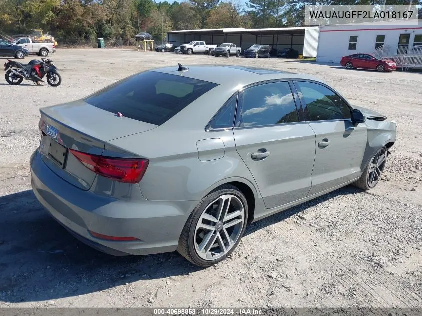 2020 Audi A3 Premium 40 Tfsi Front-Wheel Drive S Tronic VIN: WAUAUGFF2LA018167 Lot: 40698858