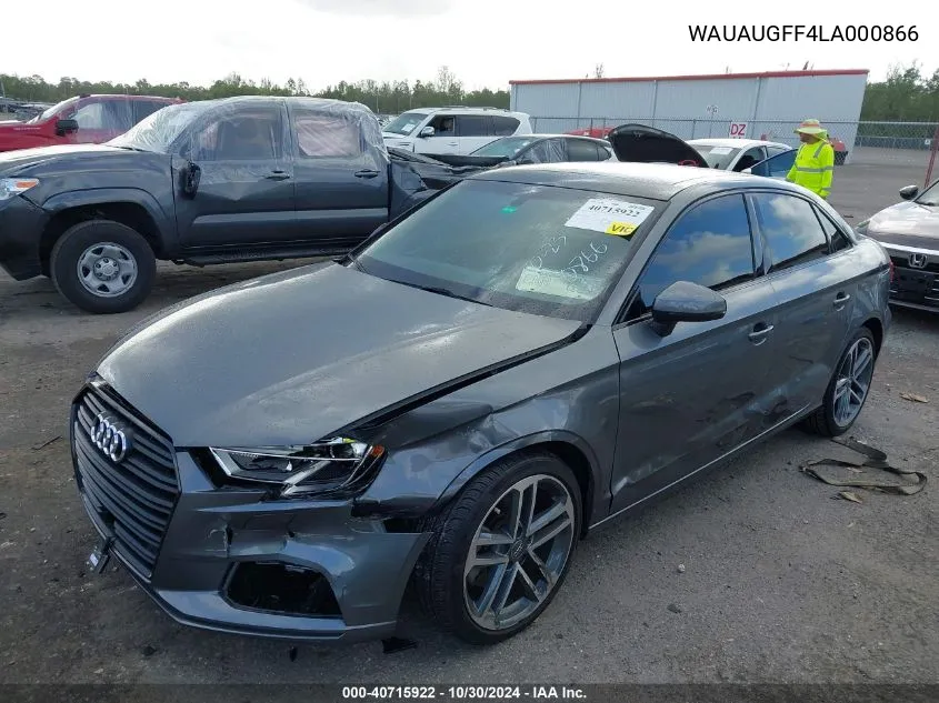 2020 Audi A3 Premium 40 Tfsi Front-Wheel Drive S Tronic VIN: WAUAUGFF4LA000866 Lot: 40715922