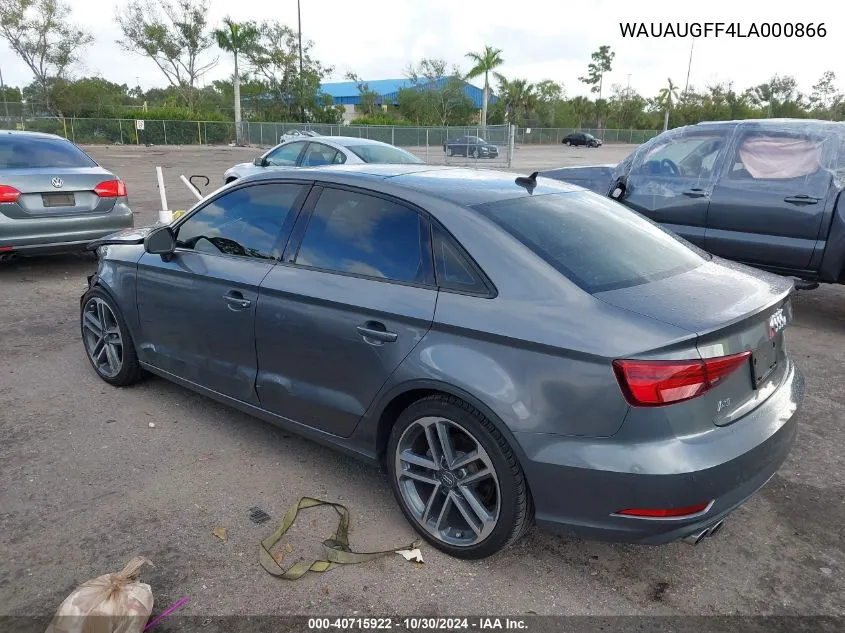 2020 Audi A3 Premium 40 Tfsi Front-Wheel Drive S Tronic VIN: WAUAUGFF4LA000866 Lot: 40715922