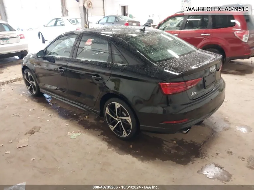 2020 Audi A3 Premium 45 Tfsi S Line Quattro S Tronic VIN: WAUBEGFFXLA049510 Lot: 40735286