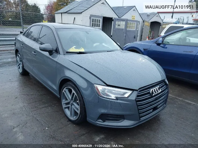 2020 Audi A3 Premium 40 Tfsi Front-Wheel Drive S Tronic VIN: WAUAUGFF7LA101951 Lot: 40865429