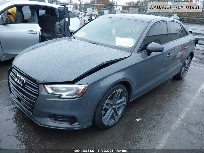 2020 Audi A3 Premium 40 Tfsi Front-Wheel Drive S Tronic VIN: WAUAUGFF7LA101951 Lot: 40865429