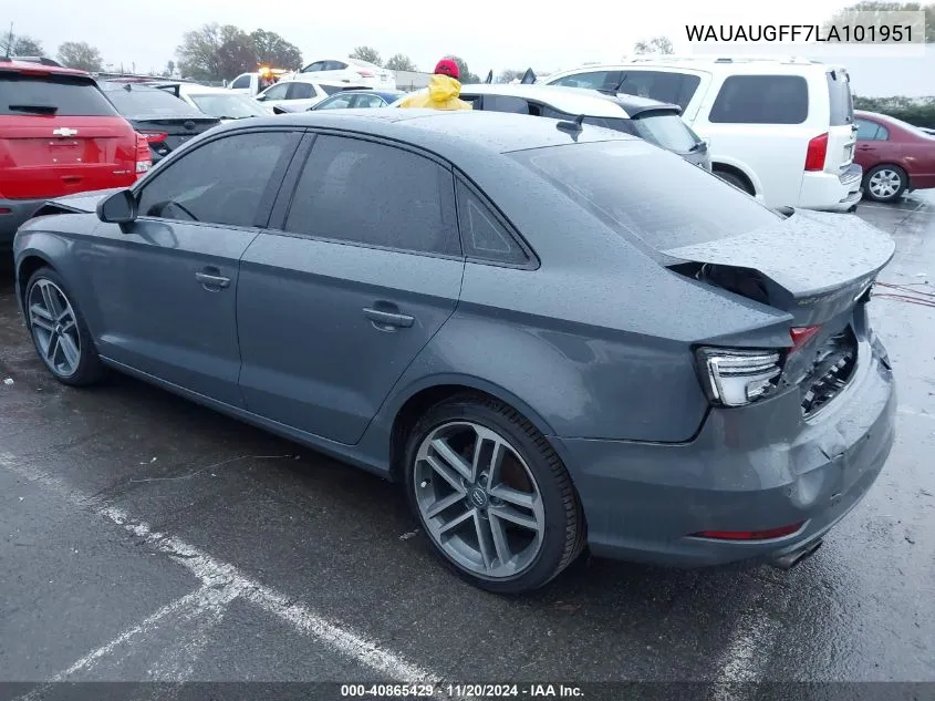 2020 Audi A3 Premium 40 Tfsi Front-Wheel Drive S Tronic VIN: WAUAUGFF7LA101951 Lot: 40865429