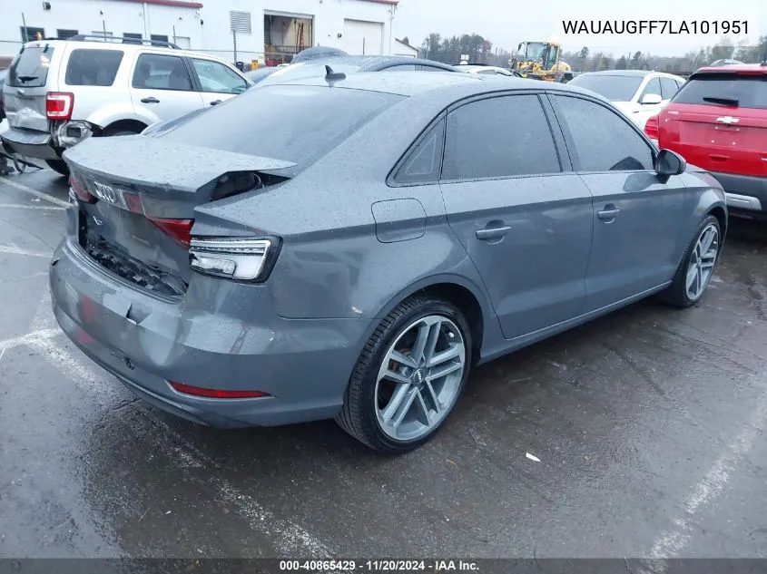 2020 Audi A3 Premium 40 Tfsi Front-Wheel Drive S Tronic VIN: WAUAUGFF7LA101951 Lot: 40865429