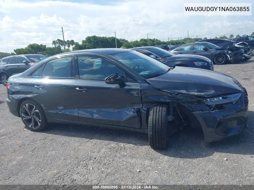 WAUGUDGY1NA063855 2022 Audi A3 Premium 40 Tfsi Quattro S Tronic