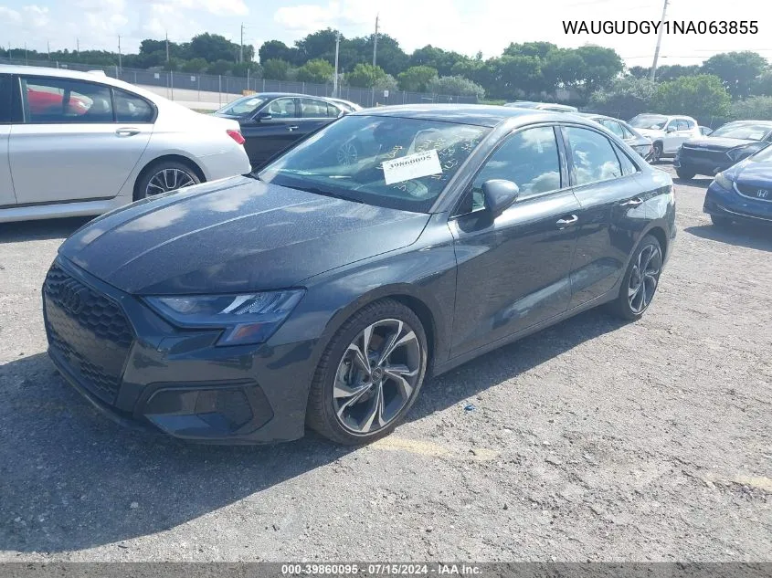 WAUGUDGY1NA063855 2022 Audi A3 Premium 40 Tfsi Quattro S Tronic