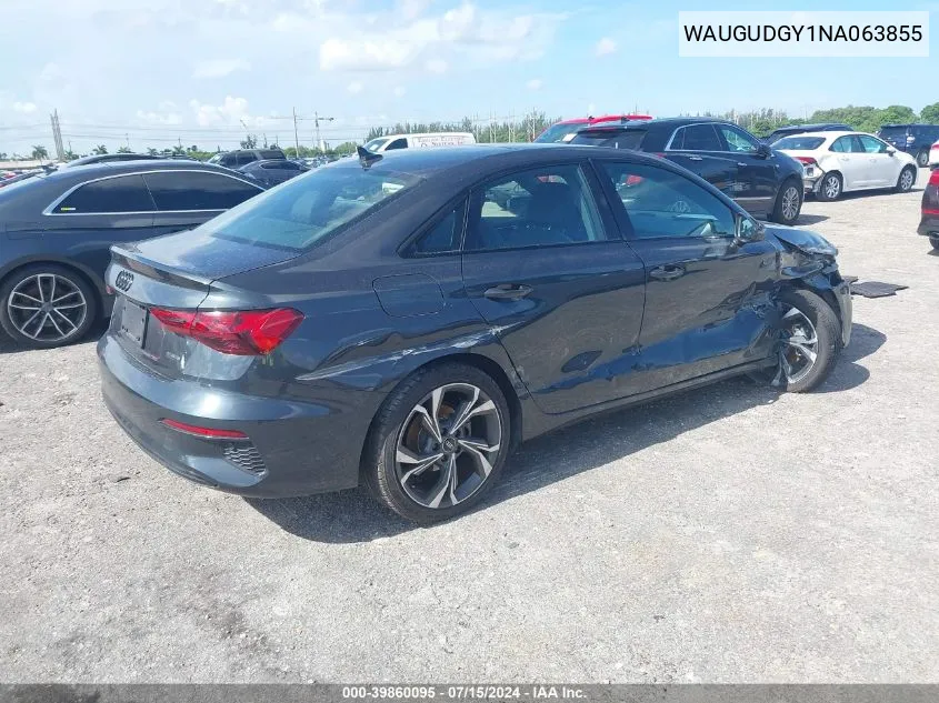 WAUGUDGY1NA063855 2022 Audi A3 Premium 40 Tfsi Quattro S Tronic