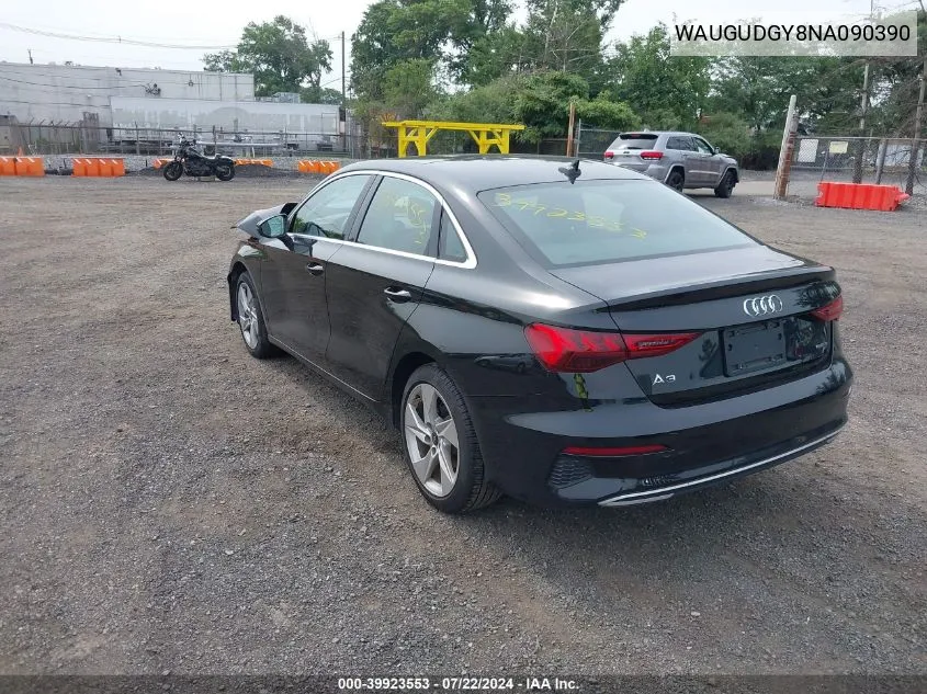 2022 Audi A3 Premium 40 Tfsi Quattro S Tronic VIN: WAUGUDGY8NA090390 Lot: 39923553