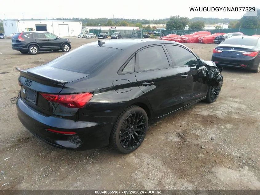 2022 Audi A3 Premium VIN: WAUGUDGY6NA077329 Lot: 40365187