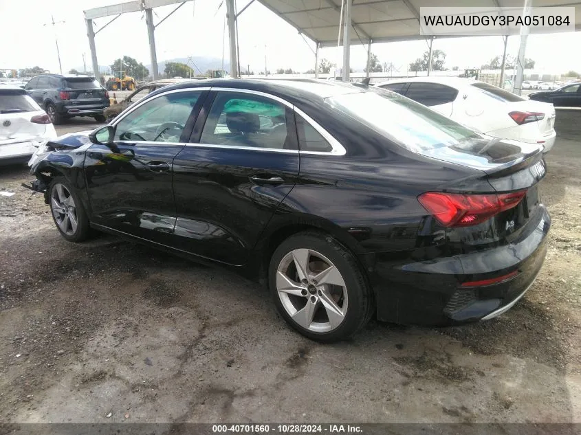 2023 Audi A3 Premium 40 Tfsi Front-Wheel Drive S Tronic VIN: WAUAUDGY3PA051084 Lot: 40701560