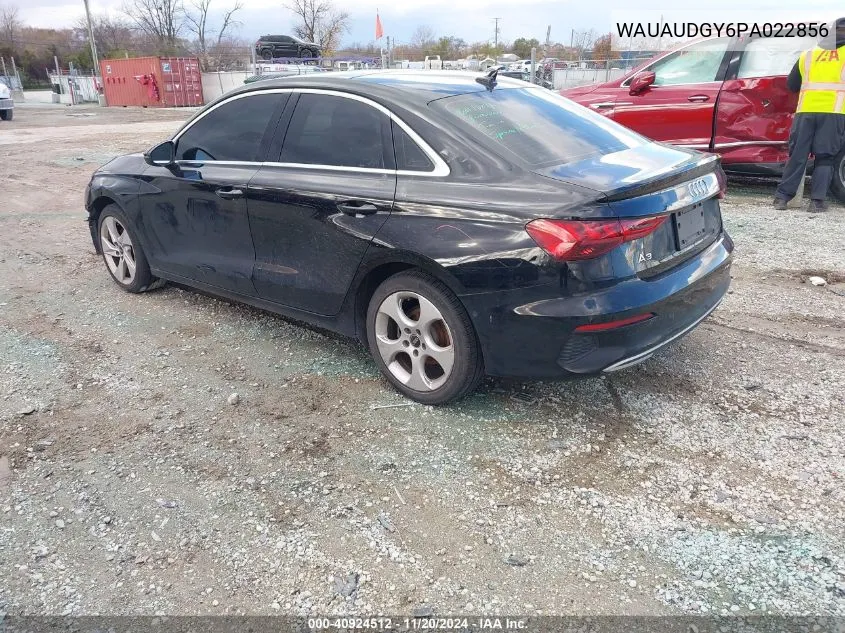 2023 Audi A3 Premium 40 Tfsi Front-Wheel Drive S Tronic VIN: WAUAUDGY6PA022856 Lot: 40924512